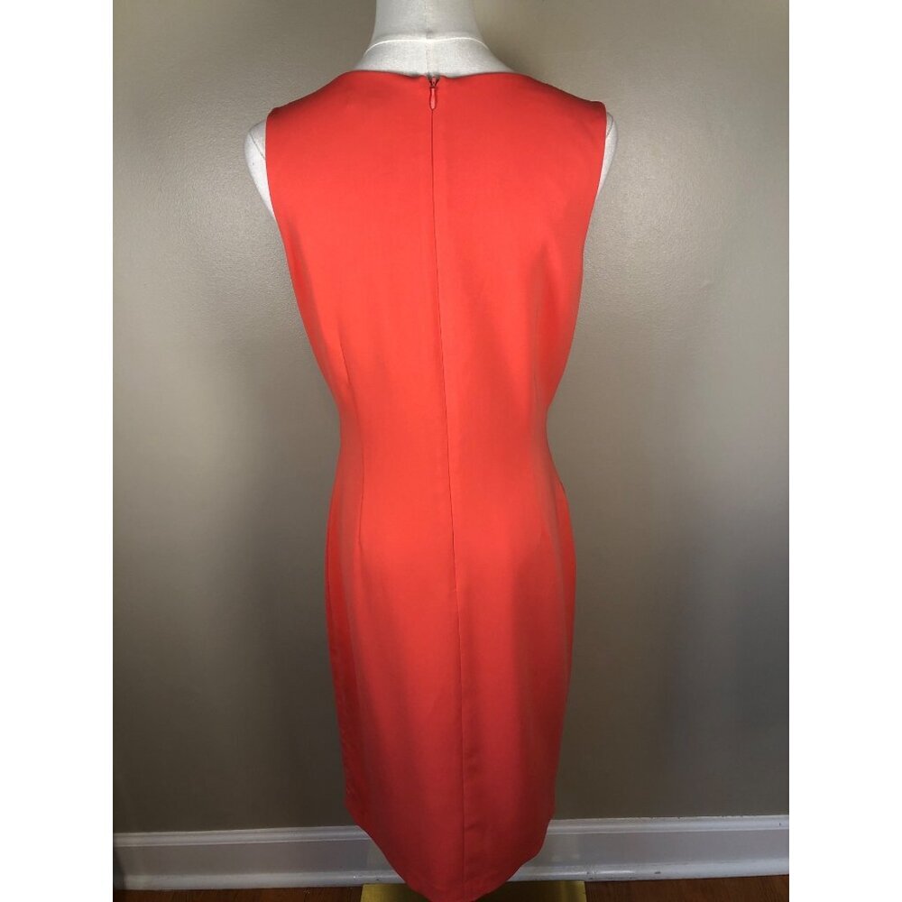 Lauren Ralph Lauren Sleeveless Wrap Front Orange Sheath Dress Size 6 - Picture 3 of 8